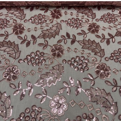 Suequin Lace Leaves Dusty Pink