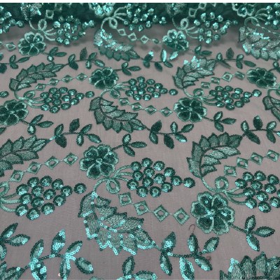 Suequin Lace Leaves Green
