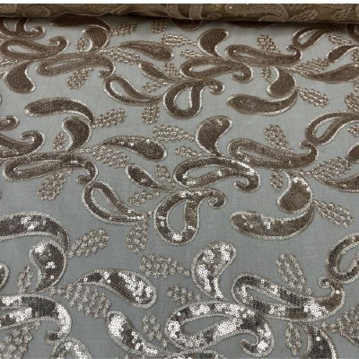 Suequin Lace Paisley Beige
