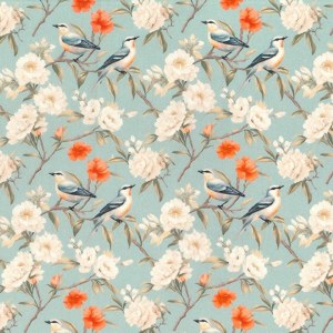100% Cotton Birds & Blossoms