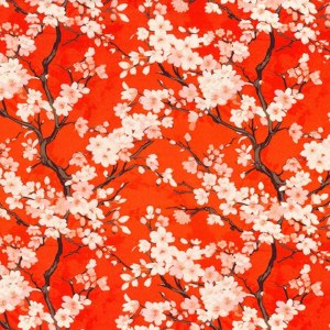 100% Cotton Cherry Blossom Red