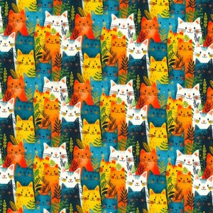 100% Cotton Colourful Cats