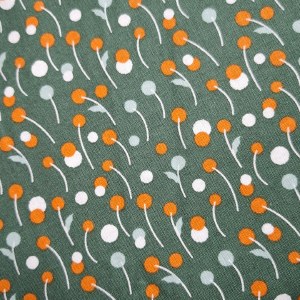 100% Cotton Green Flowers
