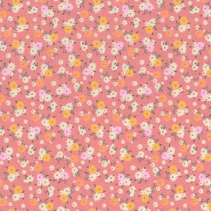 100% Cotton Prints Flowers on Coral