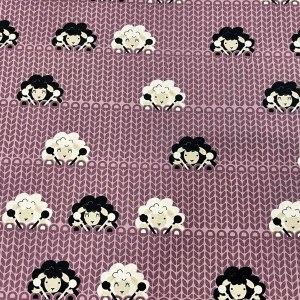 100% Cotton Knitting Sheep Print