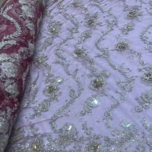 Burgundy Beaded Mesh