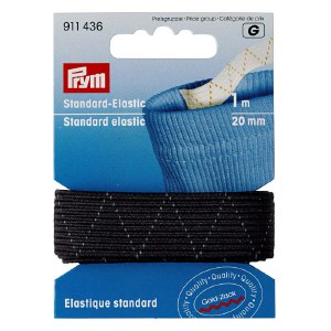 Carded elastic 20mm 1m blk