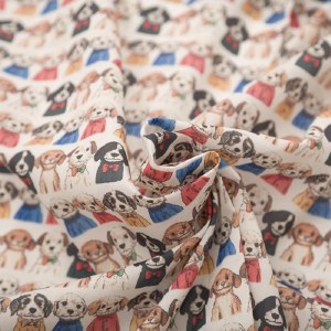 Digital Polycotton Dogs White