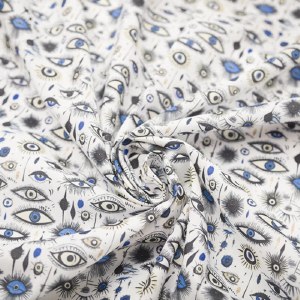 Digital Polycotton Eyes White