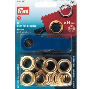 Prym Eyelets With Washers 14mm Gold