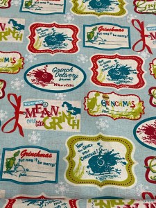 Grinch Christmas Tags 112cm 100% Cotton