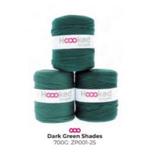 Hooked T-Shirt Yarn DarkGreen Shades
