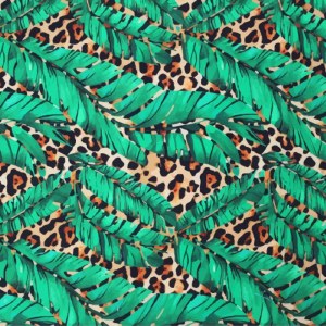 Little Johnny Printed Viscose Paisley Leopard Leaves Green