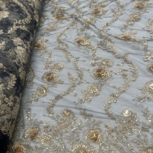 Navy Beaded Mesh