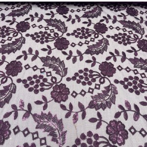 Sequin Lace Leaves Purple