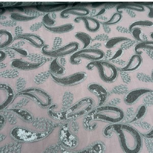 Sequin Lace Paisley Aqua