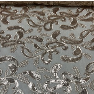 Sequin Lace Paisley Beige