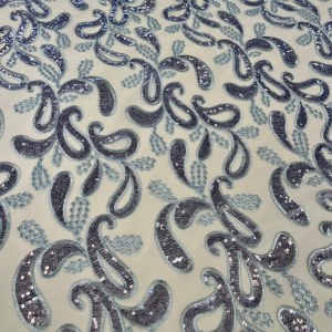 Sequin Lace Paisley Blue