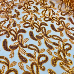 Sequin Lace Paisley Orange