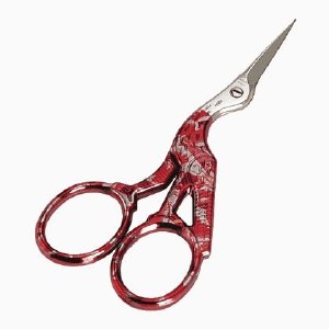 Stork Embroidery Scissors Red