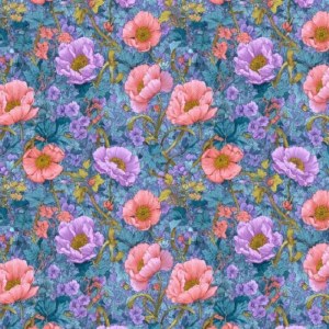 Viscose Floral Blue