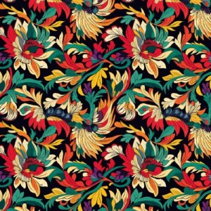 Viscose Lawn Folk Pattern