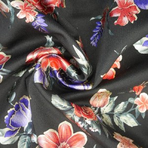 Voile Flower Scuba 150cm Black/Royal