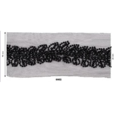 Tulle With Beads Trimming Blac