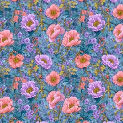 Viscose Floral Blue