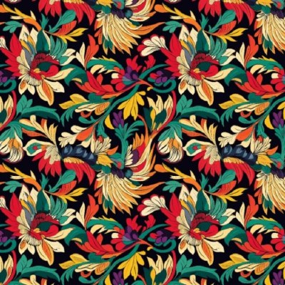 Viscose Lawn Folk Pattern
