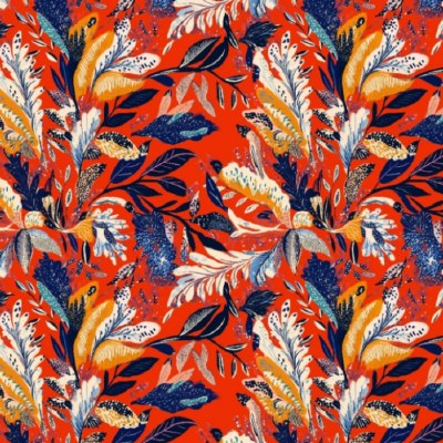 Viscose Lawn Tropical Leaves