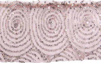 Wide Sequin Mesh Trim Pink