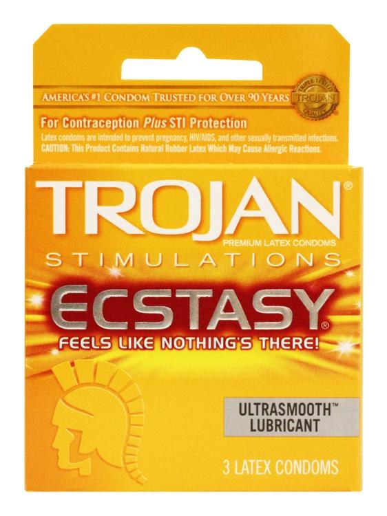 Trojan Ecstasy Ultra Ribbed Smooth - Yellow