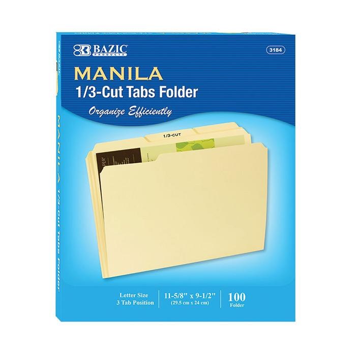 Bazic 1/3 Letter Size Manila File Folders