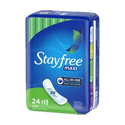 Stayfree Maxi Pads Super 24 ct