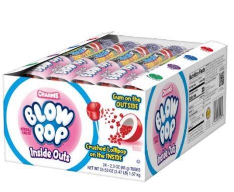 Charms Blow Pops Inside Outs 8 Ball Tube Box - Ravi's Import Warehouse