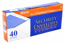 Bazic Security Envelopes Gummed Closure No.10