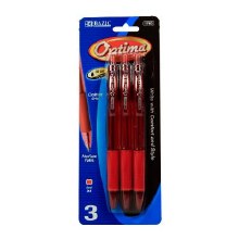 Bazic Optima Red Oil-Gel Ink Retractable Pen w/ Grip