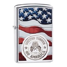 Zippo Lighter #160 250 America Stamp on Flag