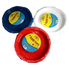 Plastic Plate Mixed Colours 7" (Red, Blue, White)