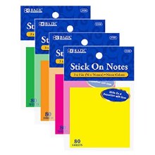 Bazic Stick On Notes Neon 80Ct