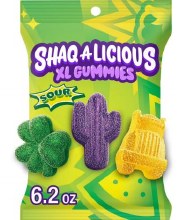 SHAQ-A-LICIOUS Sour Gummies Peg Bag (Pineapple, Mixed Berry and Green Watermelon Flavors) SHAQ-A-LICIOUS Sour Gummies Peg Bag (Pineapple, Mixed Berry and Green Watermelon Flavors)