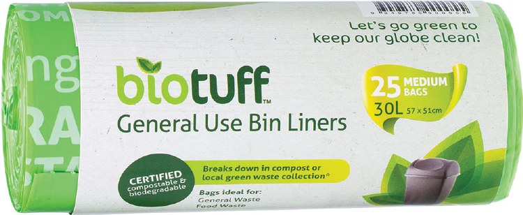 Bin Liner Compostable 25 Bags 30 Lt