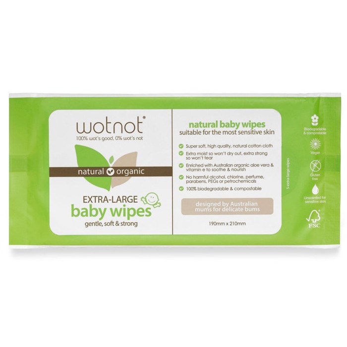 Wipes Baby 100% Natural Large 70Pk