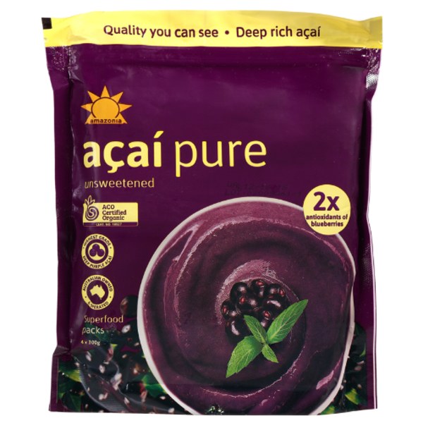 Amazonia Acai Pure Organic Retail 4x100g Wray Organic Online 3676