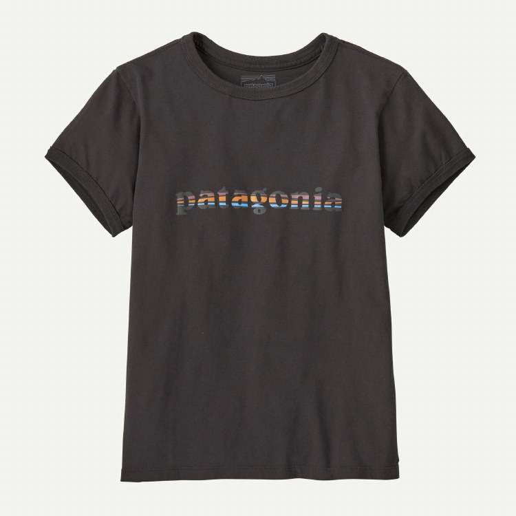 PATAGONIA W'S '73 TEXT LOGO ORGANIC RINGER TEE