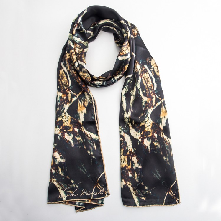 Long Silk Scarf ' Carraig' Black