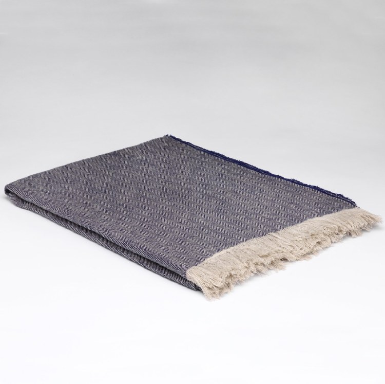 Irish Linen Throw Navy Denim