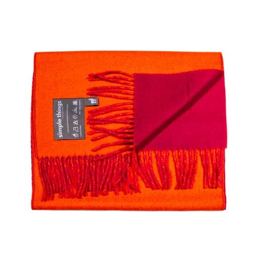 Herringbone Pink and Orange Alpaca Scarf