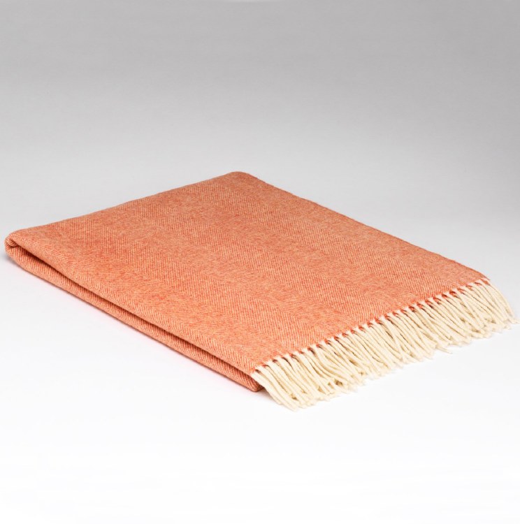 Extra Large Supersoft Merino Lambswool Throw Clementine